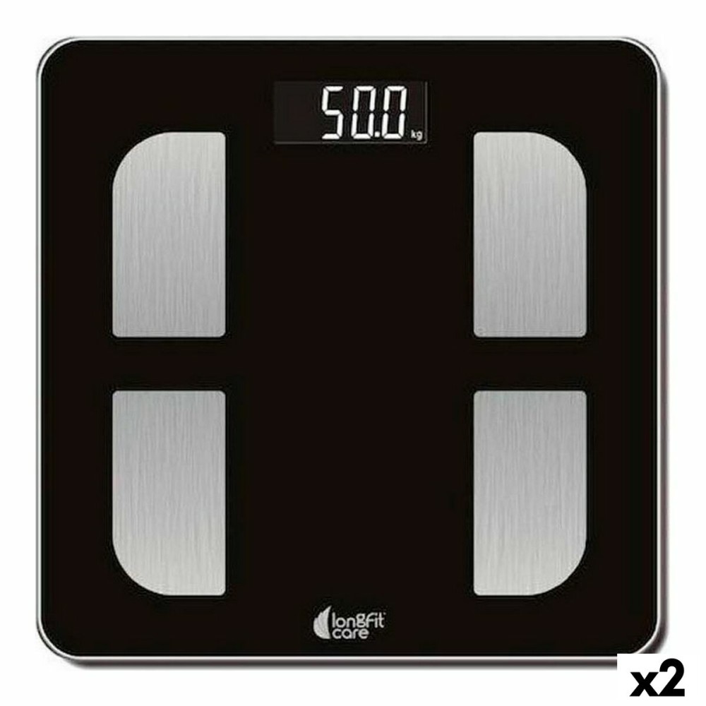 Ψηφιακή Ζυγαριά Μπάνιου LongFit Care Μαύρο Πολλών χρήσεων 33 x 4 x 33 cm (x2)