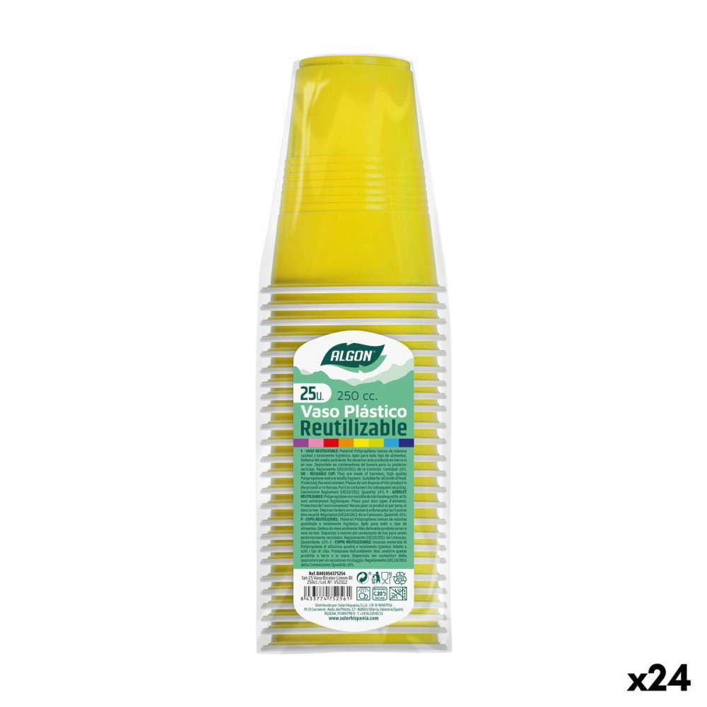Σετ επαναχρησιμοποιήσιμων ποτήριων Algon Κίτρινο 24 Μονάδες 250 ml (25 Τεμάχια)