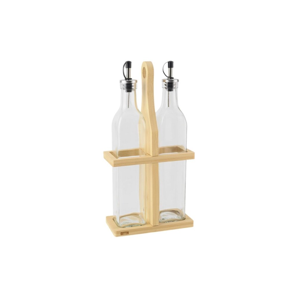 Σετ Λάδι και Ξίδι Quttin Καφέ Διαφανές Γυαλί Bamboo 0,5 L 2 Τεμάχια (12 Μονάδες)