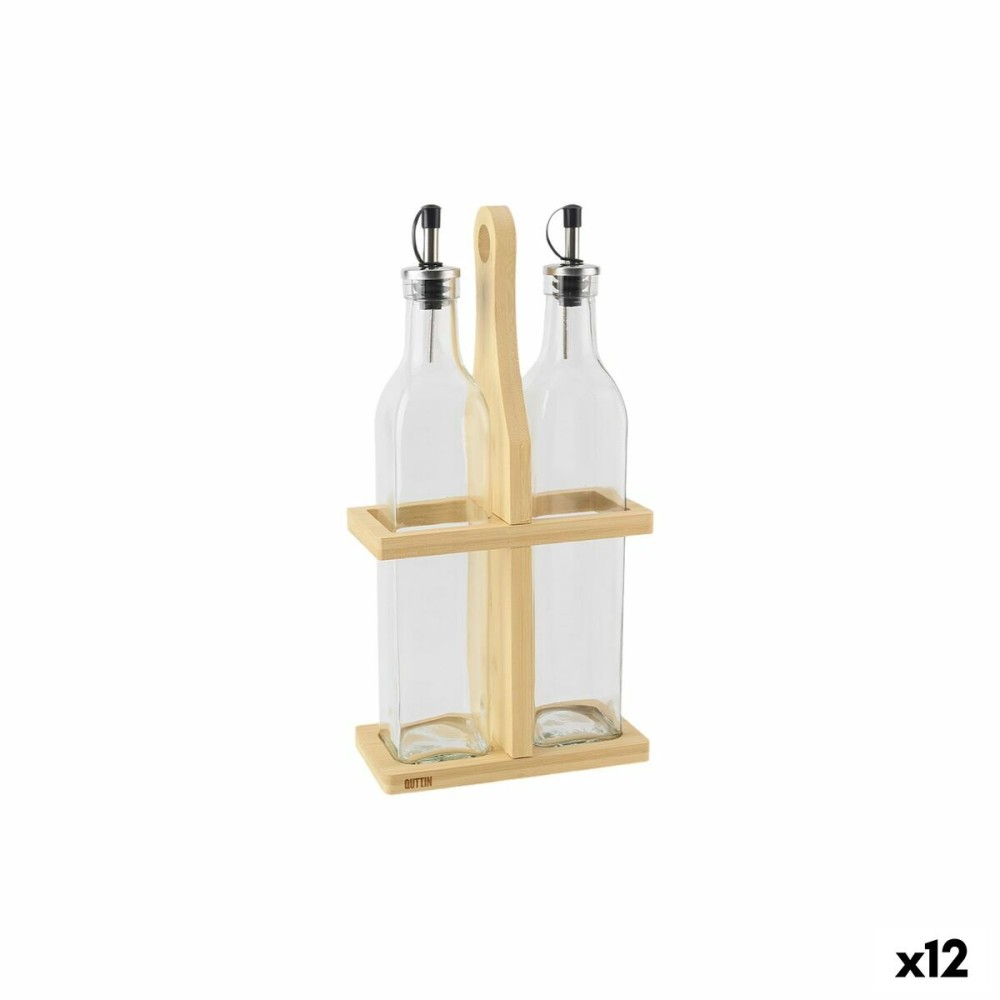 Σετ Λάδι και Ξίδι Quttin Καφέ Διαφανές Γυαλί Bamboo 0,5 L 2 Τεμάχια (12 Μονάδες)