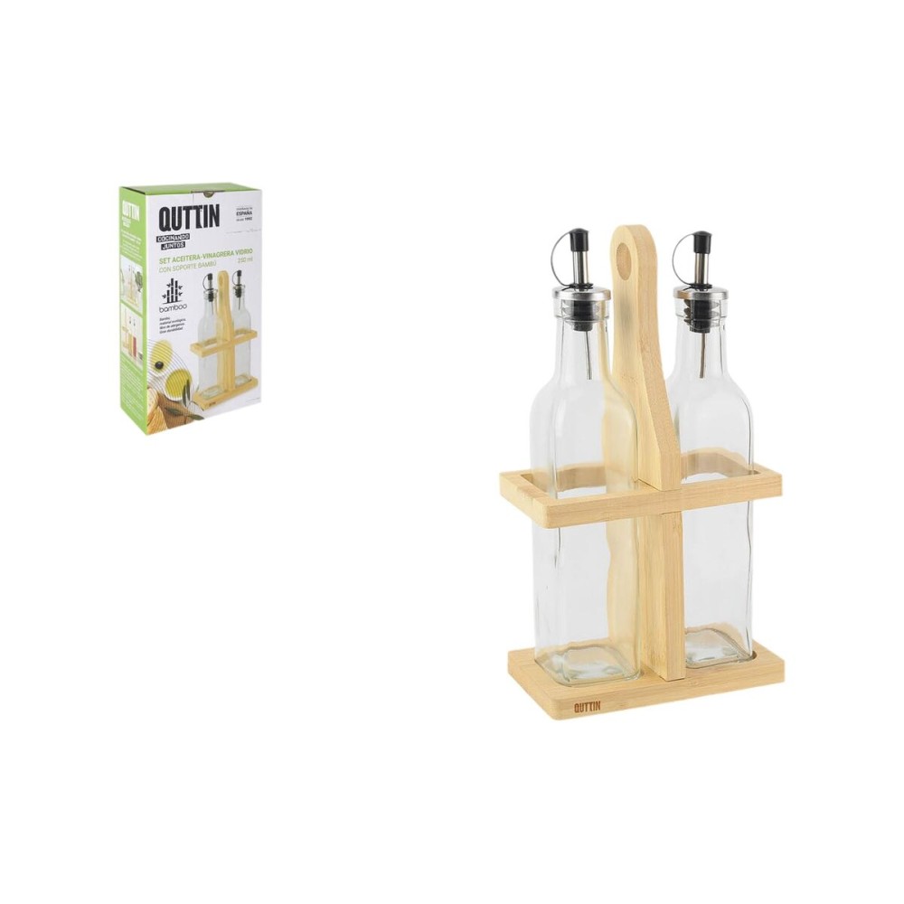 Σετ Λάδι και Ξίδι Quttin Καφέ Διαφανές Γυαλί Bamboo 250 ml 2 Τεμάχια (12 Μονάδες)