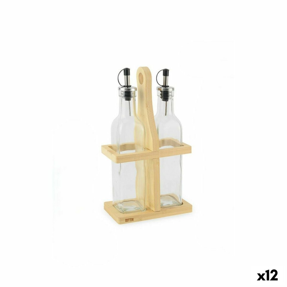 Σετ Λάδι και Ξίδι Quttin Καφέ Διαφανές Γυαλί Bamboo 250 ml 2 Τεμάχια (12 Μονάδες)