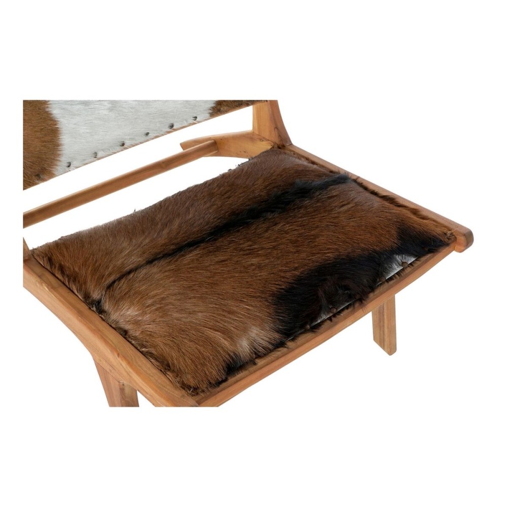 Πολυθρόνα DKD Home Decor MB-182320 Ξύλο Τικ Καφέ Δέρμα Λευκό (65 x 78 x 68 cm)