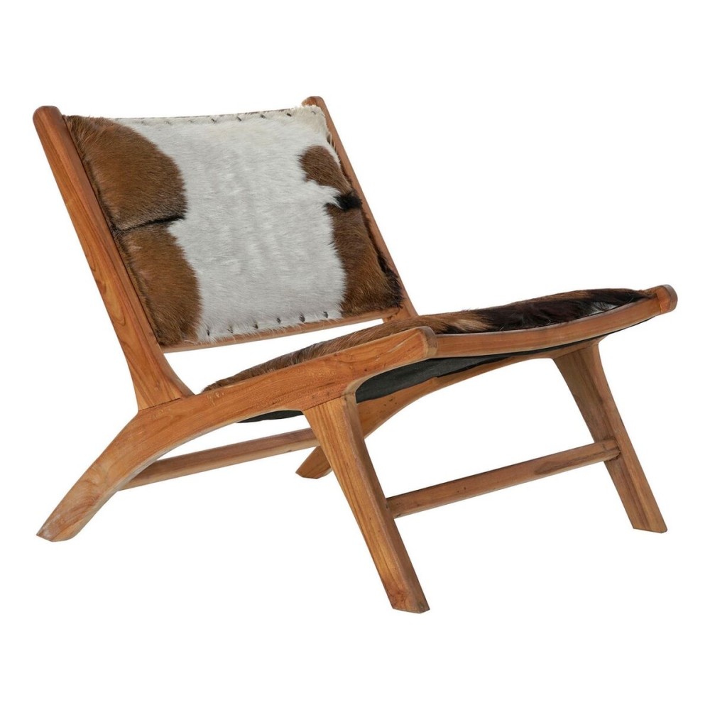 Πολυθρόνα DKD Home Decor MB-182320 Ξύλο Τικ Καφέ Δέρμα Λευκό (65 x 78 x 68 cm)