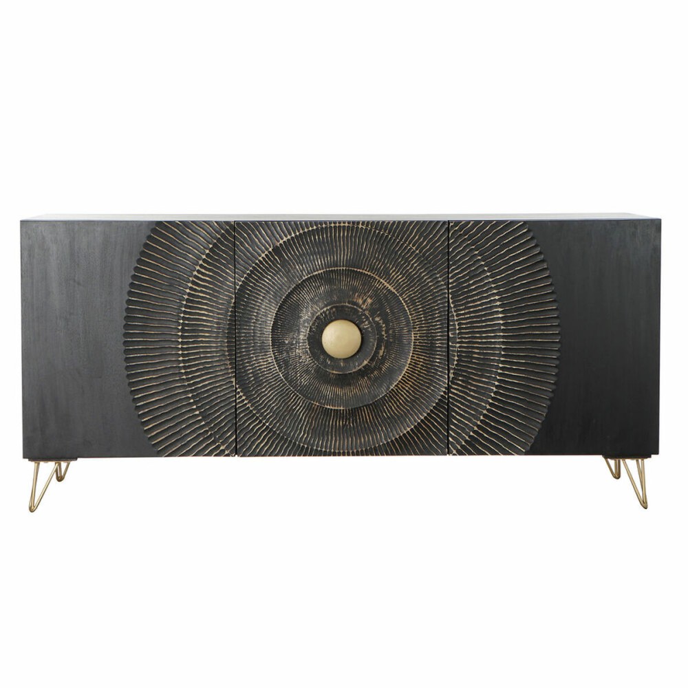 Σκευοθήκη DKD Home Decor Μαύρο Πολύχρωμο Χρυσό Μέταλλο Ξύλο από Μάνγκο 160 x 45 x 75 cm
