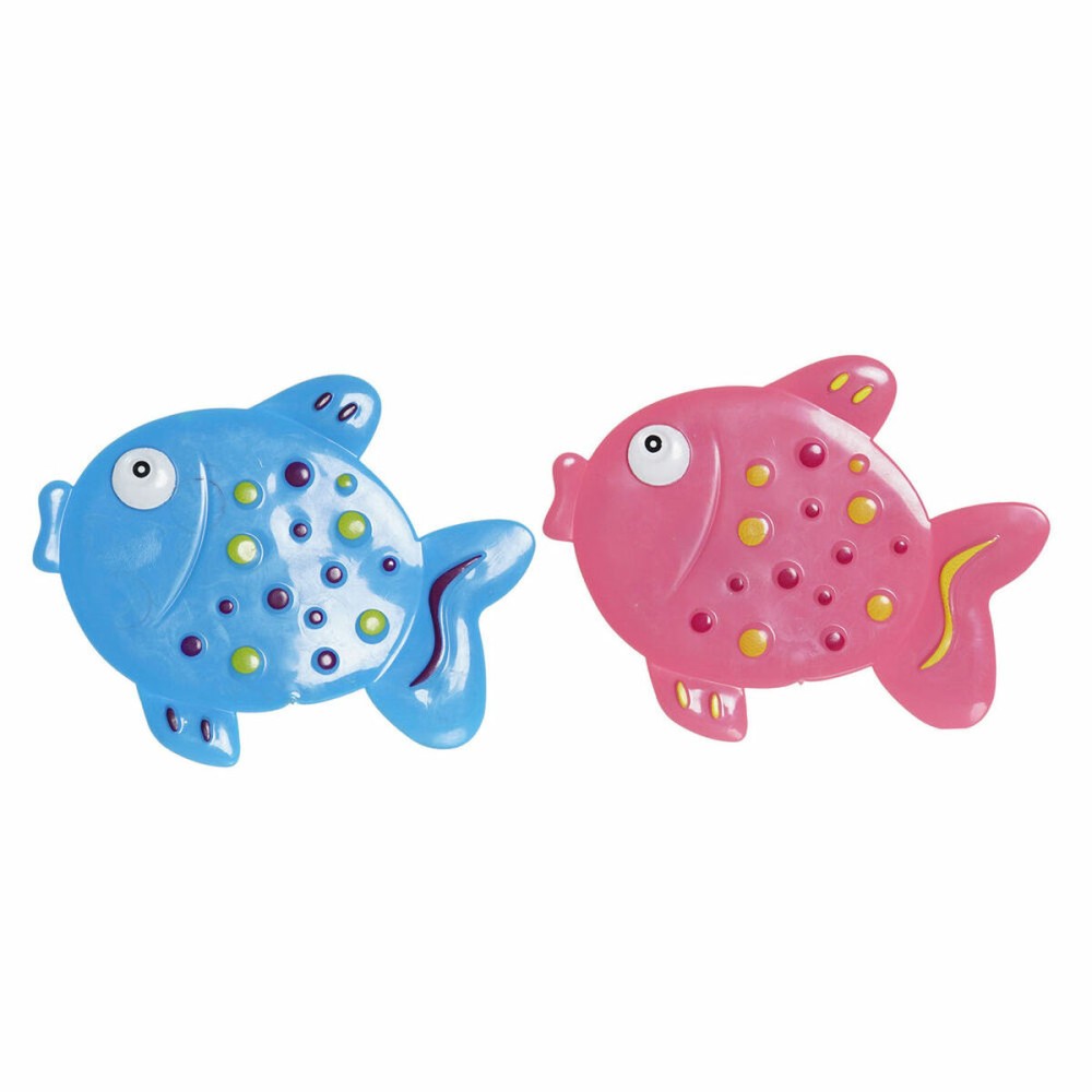 Χαλάκι μπάνιου DKD Home Decor 13 x 1 x 10,5 cm Μπλε Ροζ Παιδικά PVC Ψάρι (x2)