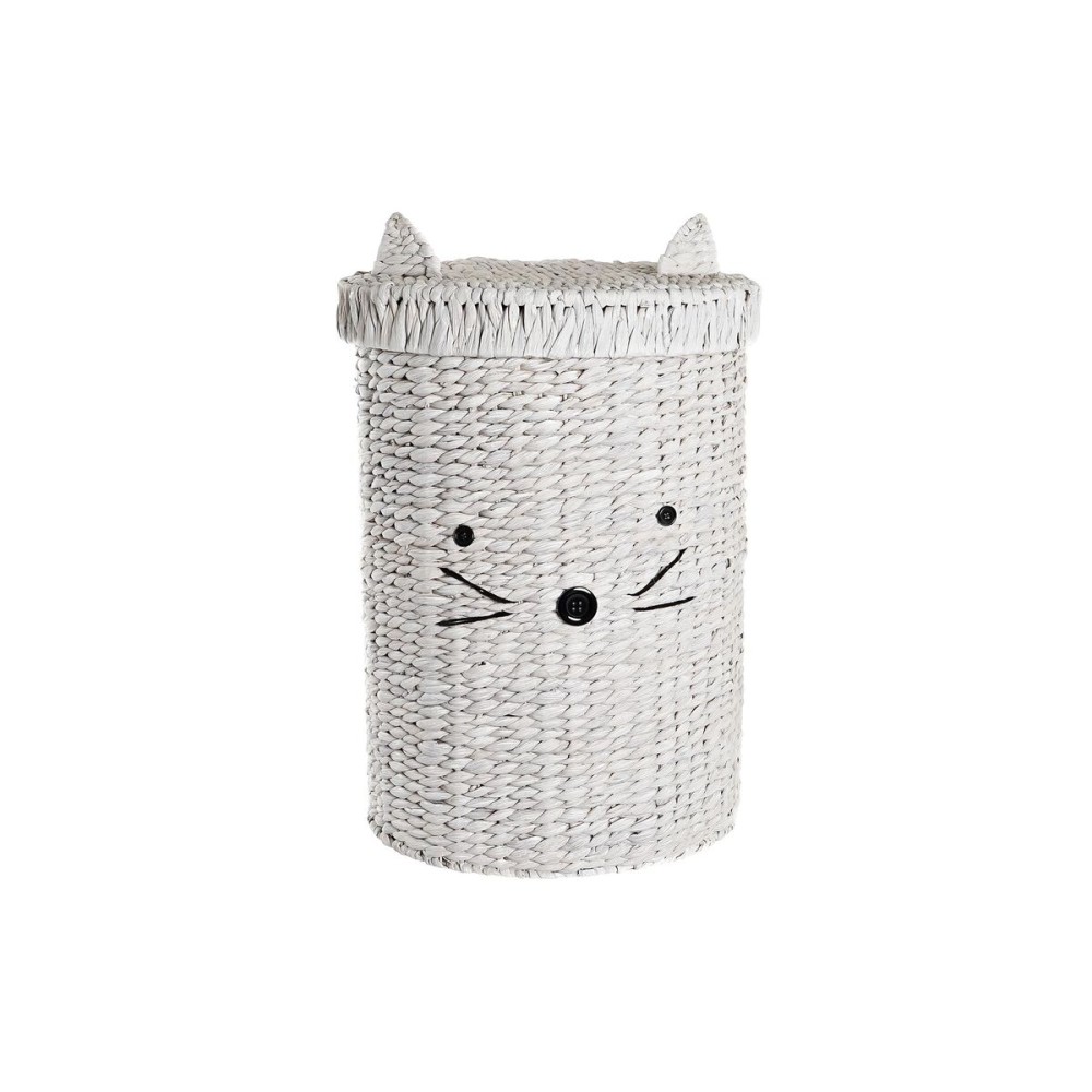 Καλάθι για τα Βρώμικα Ρούχα DKD Home Decor 42 x 42 x 63 cm Λευκό Παιδικά Γάτα