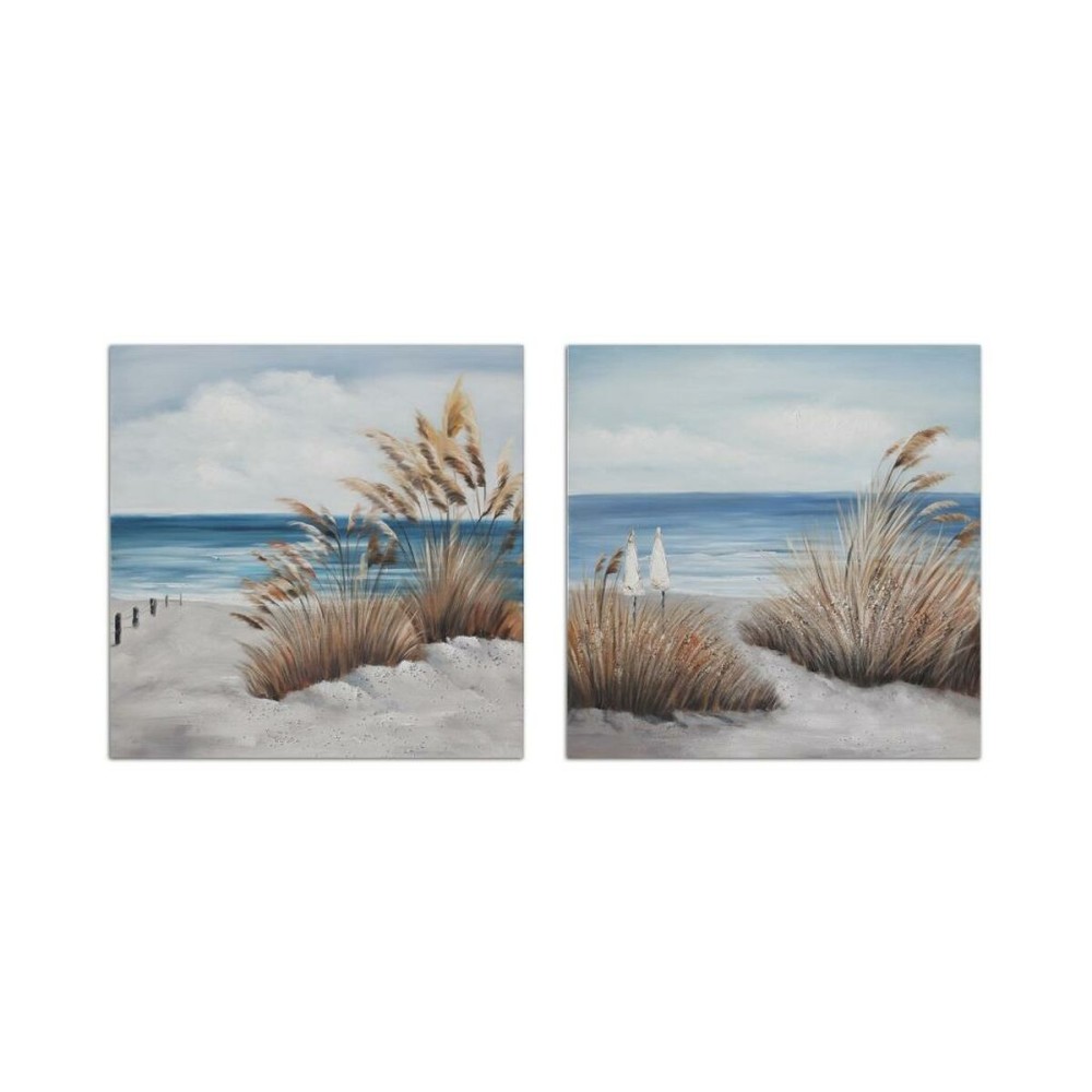 Καμβάς DKD Home Decor 100 x 2,8 x 100 cm Παραλία Μεσογείακός (x2)