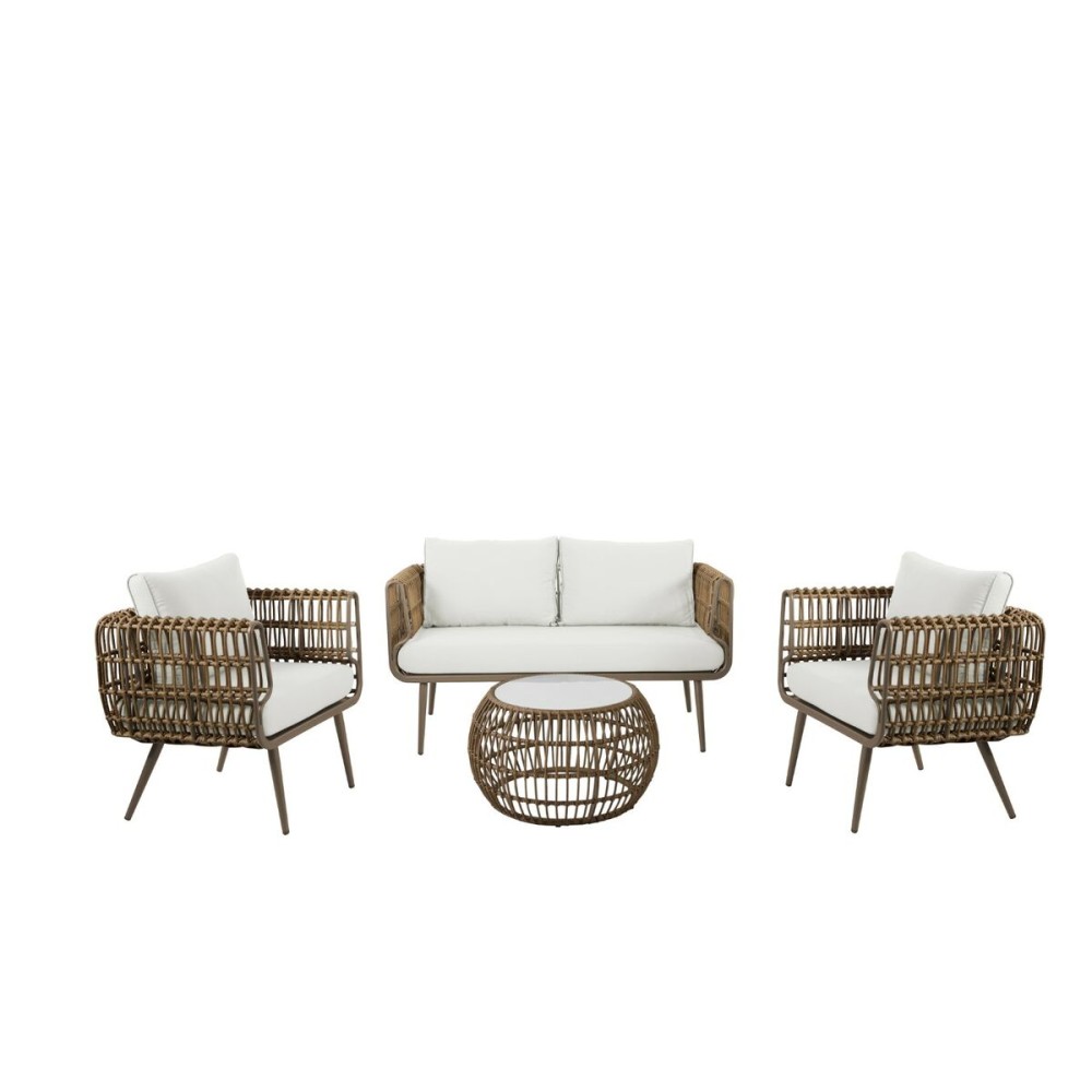 Σετ Τραπέζι με 3 Καρέκλες DKD Home Decor συνθετικό ρατάν Αλουμίνιο (144 x 67 x 74 cm)