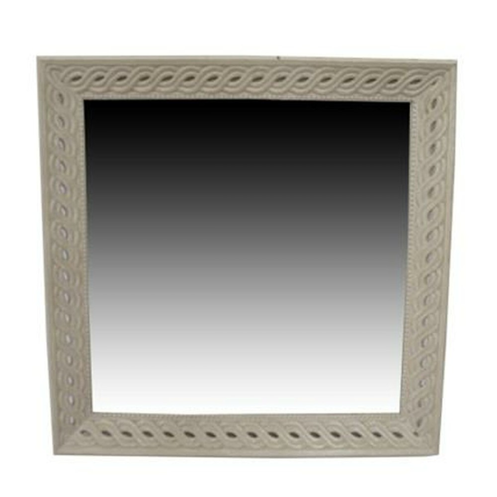 Τοίχο καθρέφτη Home ESPRIT Λευκό Φυσικό Ξύλο από Μάνγκο Ρομαντικό 92 x 6 x 92 cm