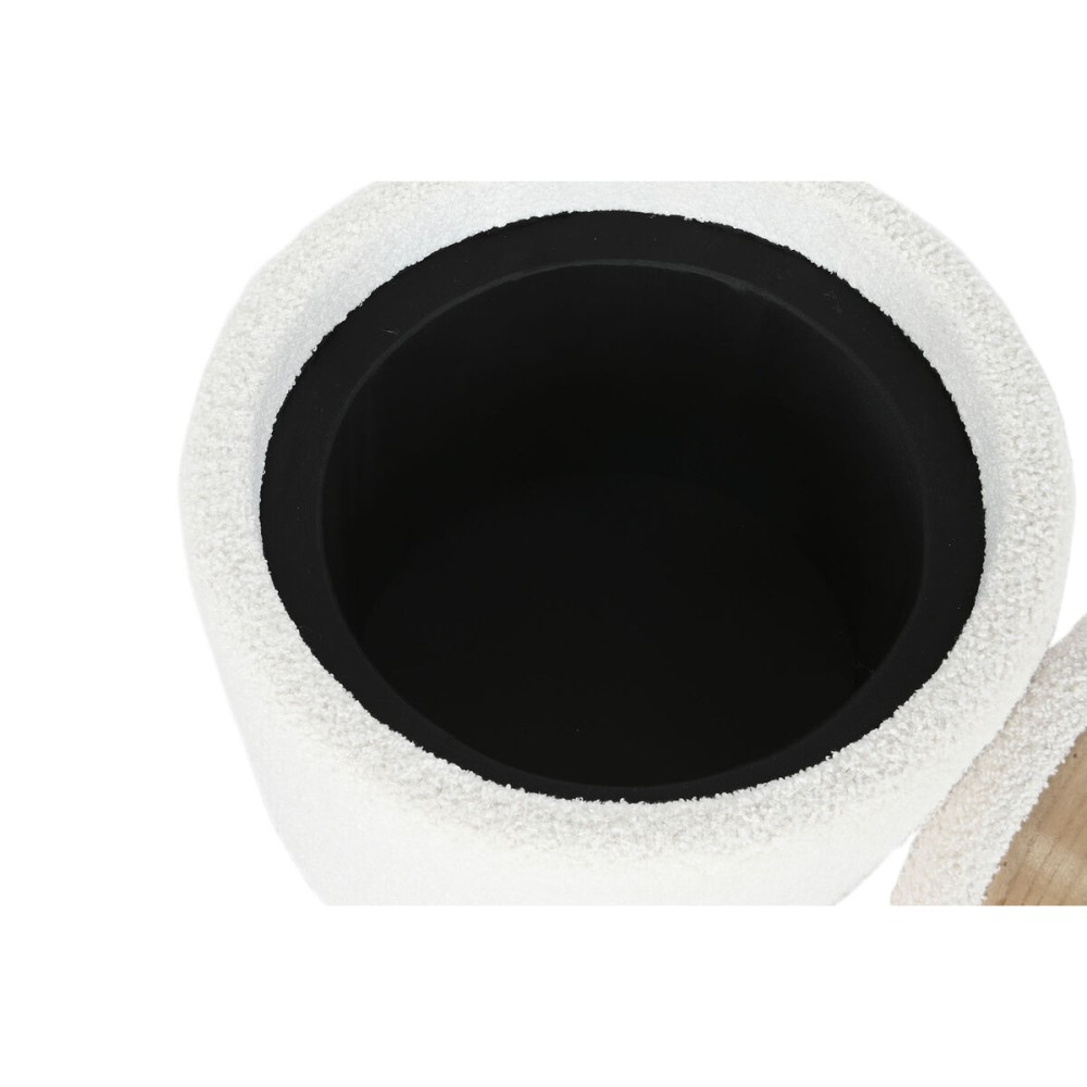 Σκαμπό Home ESPRIT Λευκό πολυεστέρας ξύλο καουτσούκ Ξύλο MDF 48 x 48 x 43 cm