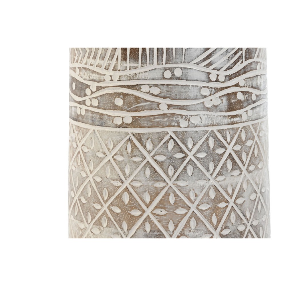 Βάζο Home ESPRIT Λευκό Φυσικό Ξύλο από Μάνγκο Αποικιακό 15 x 15 x 22,5 cm