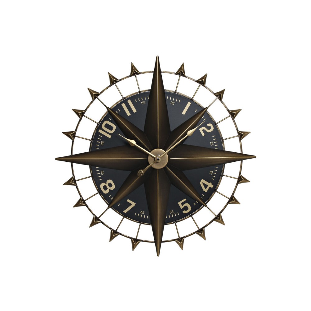 Ρολόι Τοίχου Home ESPRIT Μαύρο Χρυσό Σίδερο Πυξίδα Vintage 80 x 7,5 x 80 cm