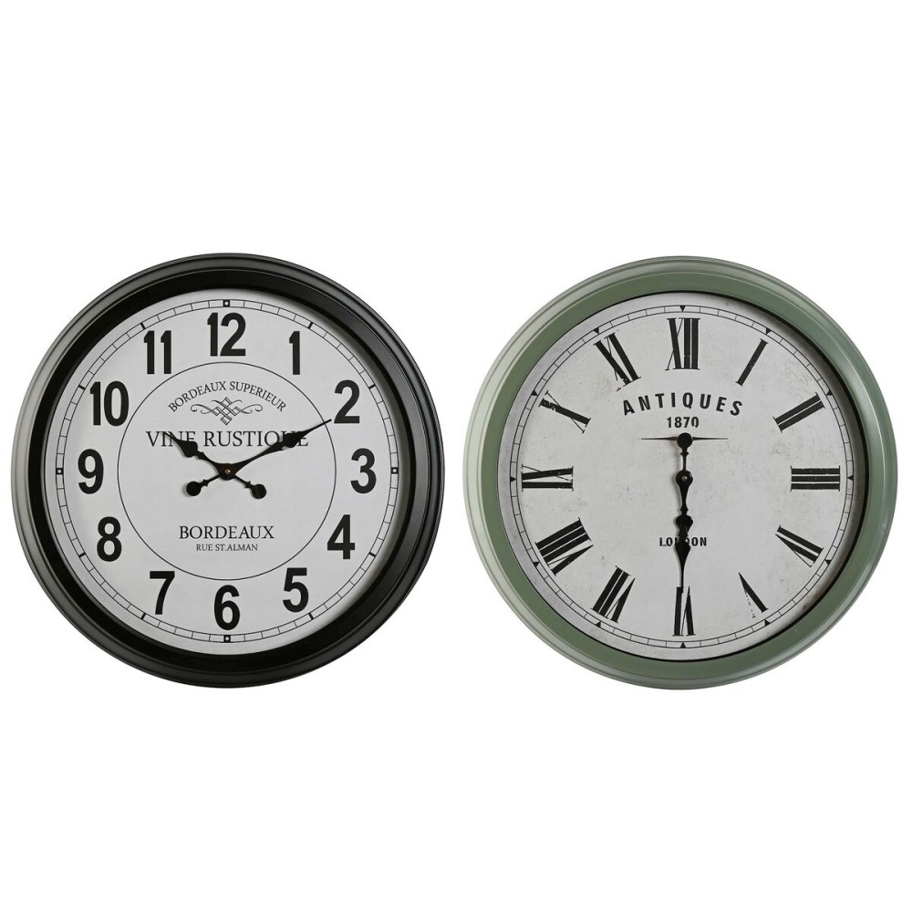 Ρολόι Τοίχου Home ESPRIT Μαύρο Πράσινο Μέταλλο Κρυστάλλινο 70 x 9 x 70 cm (x2)