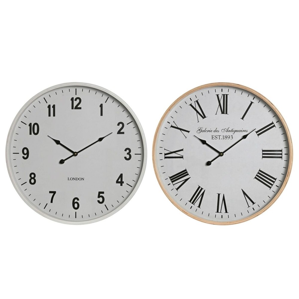 Ρολόι Τοίχου Home ESPRIT Λευκό Κρυστάλλινο Ξύλο MDF 53 x 6 x 53 cm (x2)