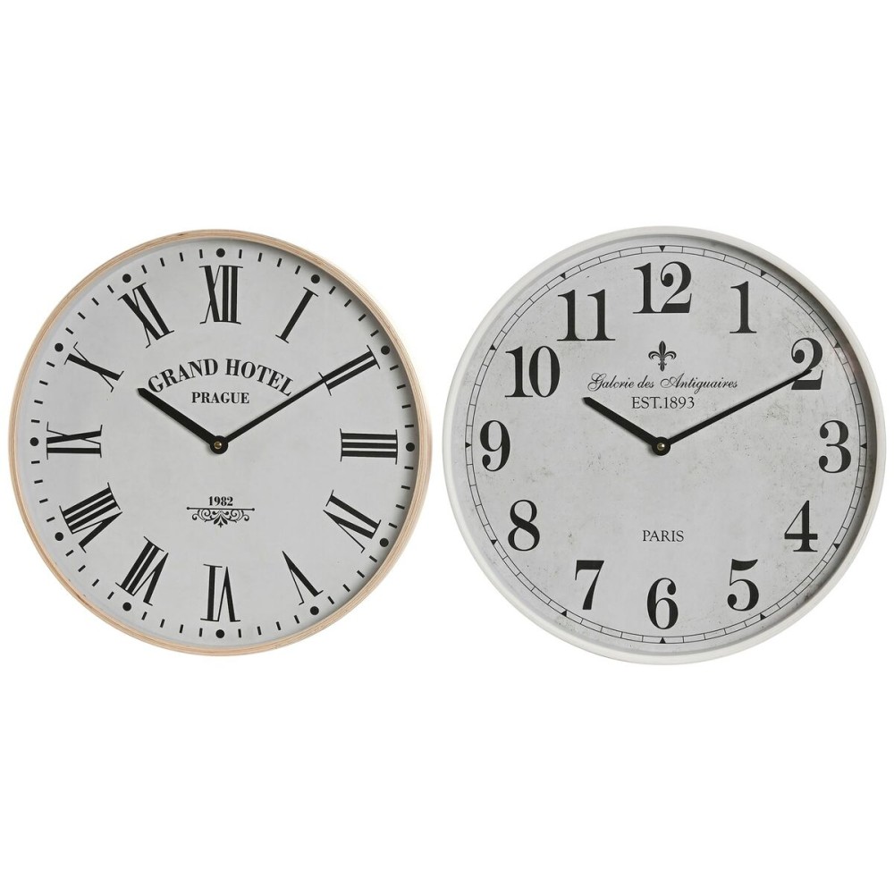 Ρολόι Τοίχου Home ESPRIT Λευκό Κρυστάλλινο Ξύλο MDF 40 x 4,5 x 40 cm (x2)