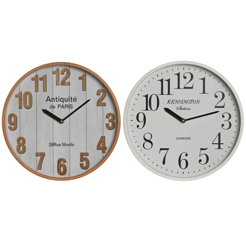 Ρολόι Τοίχου Home ESPRIT Λευκό Κρυστάλλινο Ξύλο MDF 32 x 4,5 x 32 cm (x2)