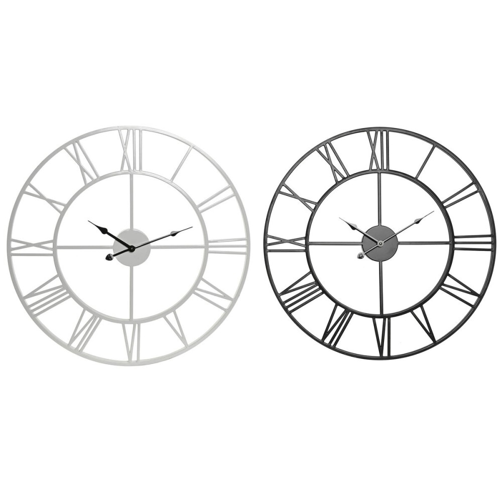 Ρολόι Τοίχου Home ESPRIT Λευκό Μαύρο Μέταλλο 60 x 3 x 60 cm (x2)