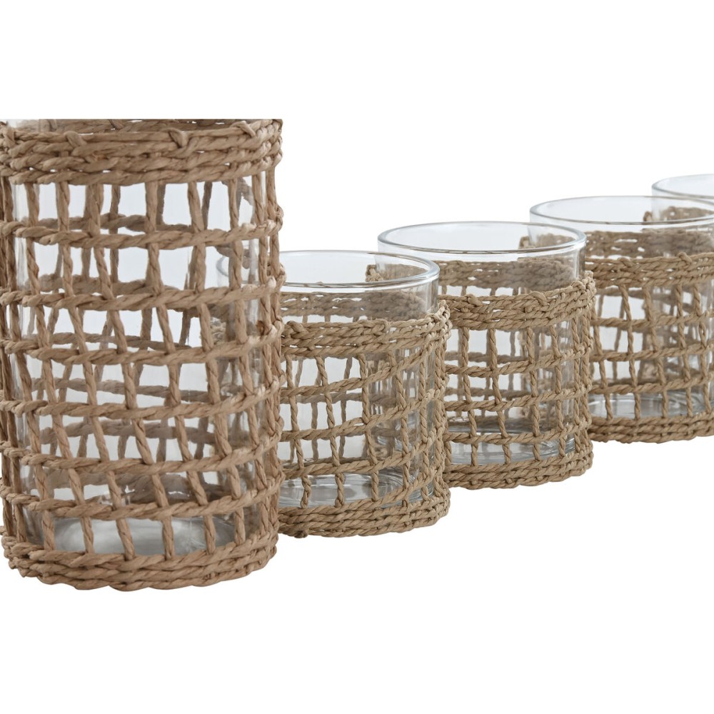 Σετ ποτηριών με μπουκάλι Home ESPRIT Φυσικό Κρυστάλλινο ίνα 1 L