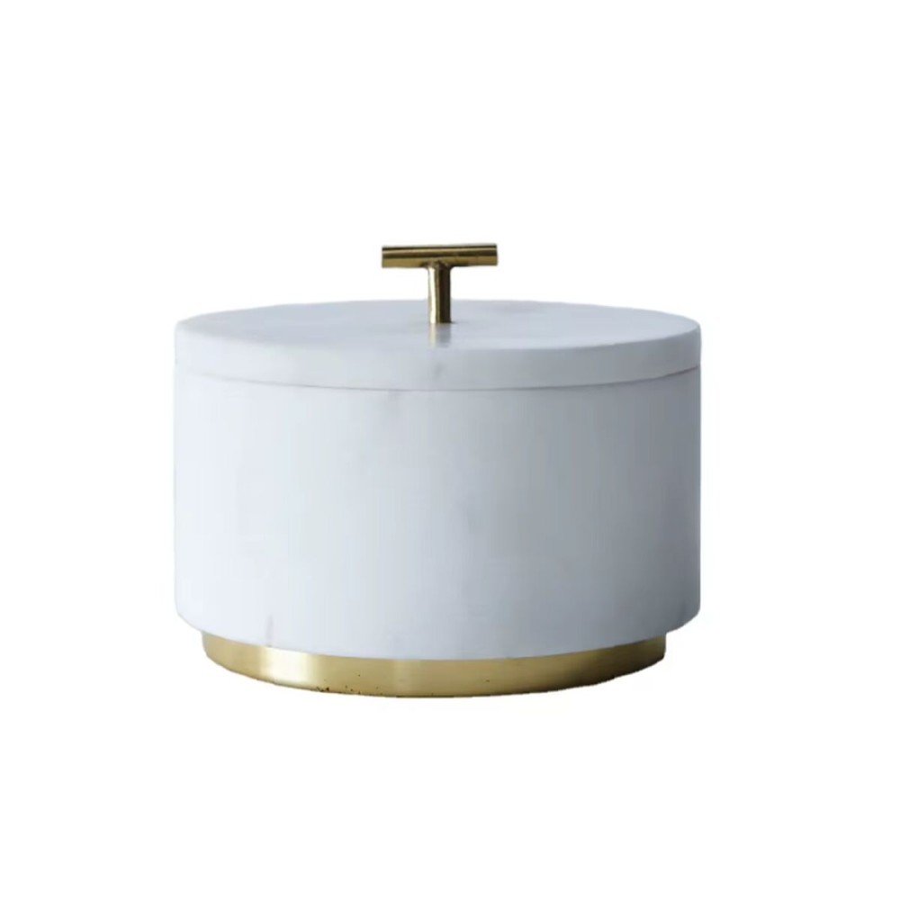 Αλατιέρα με Καπάκι Home ESPRIT Λευκό Χρυσό 7,6 x 7,6 x 10 cm 7,6 X 7,6 X 12 CM
