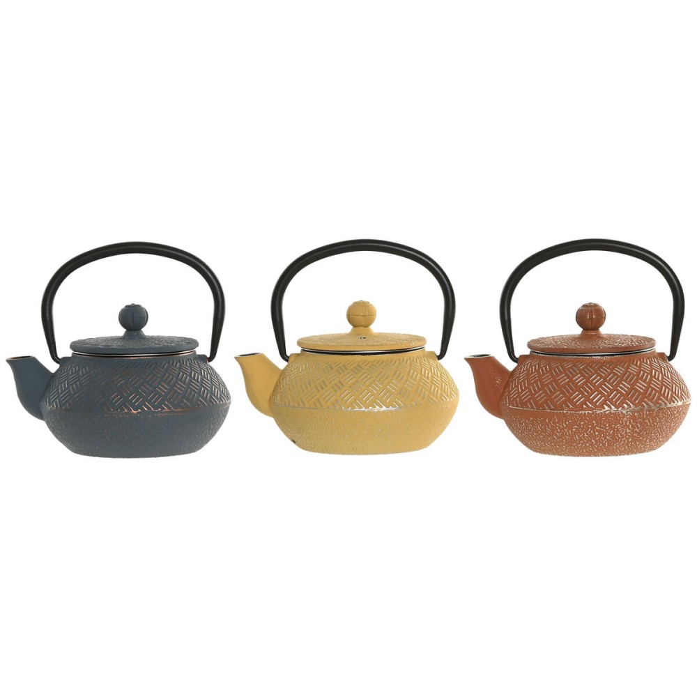 Τσαγιέρα Home ESPRIT Κίτρινο Μπλε Πορτοκαλί Ανοξείδωτο ατσάλι Σίδερο 300 ml (3 Μονάδες)