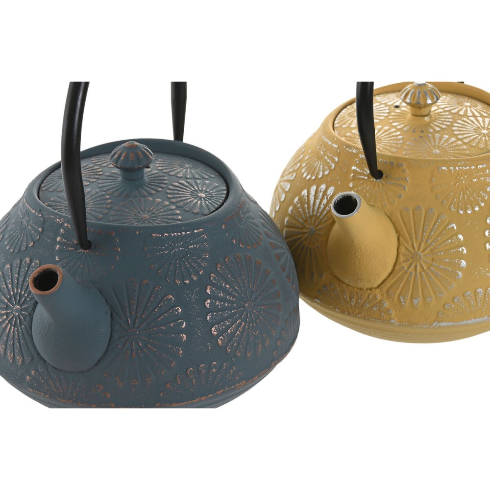 Τσαγιέρα Home ESPRIT Κίτρινο Τυρκουάζ Ανοξείδωτο ατσάλι Σίδερο 1,2 L (x2)