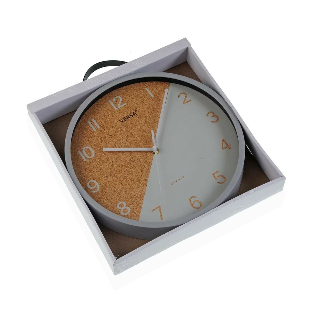 Ρολόι Τοίχου Versa Cork Γκρι Πλαστική ύλη 4,5 x 30 x 30 cm