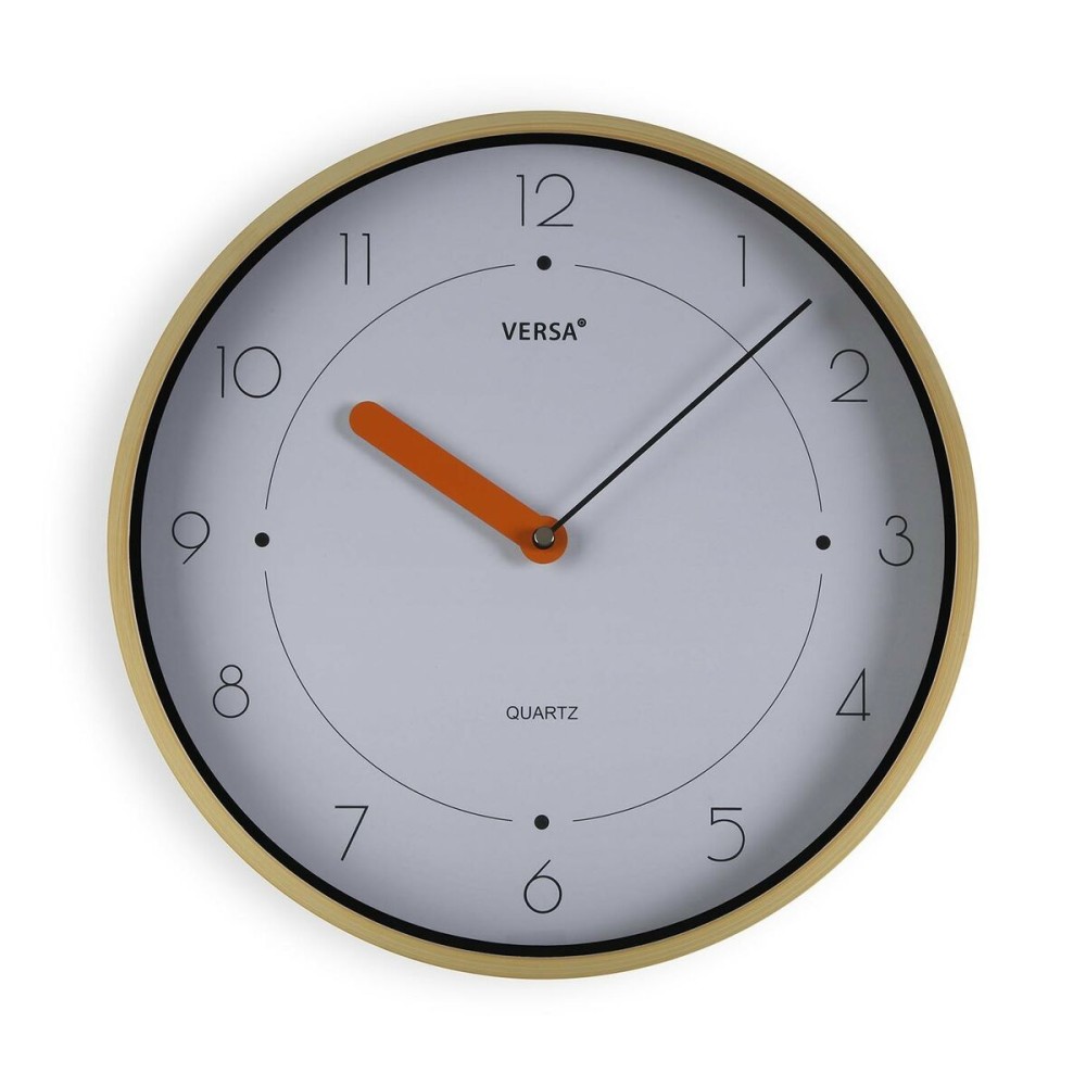 Ρολόι Τοίχου Versa Λευκό Καφέ Πλαστική ύλη Χαλαζίας 4 x 30 x 30 cm