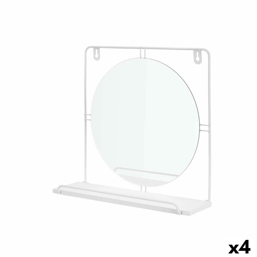 Καθρέφτης με Υποστήριξη Λευκό Μέταλλο Ξύλο MDF 33,7 x 30 x 10 cm (4 Μονάδες)