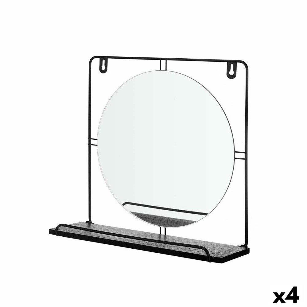 Καθρέφτης με Υποστήριξη Μαύρο Μέταλλο Ξύλο MDF 33,7 x 30 x 10 cm (4 Μονάδες)