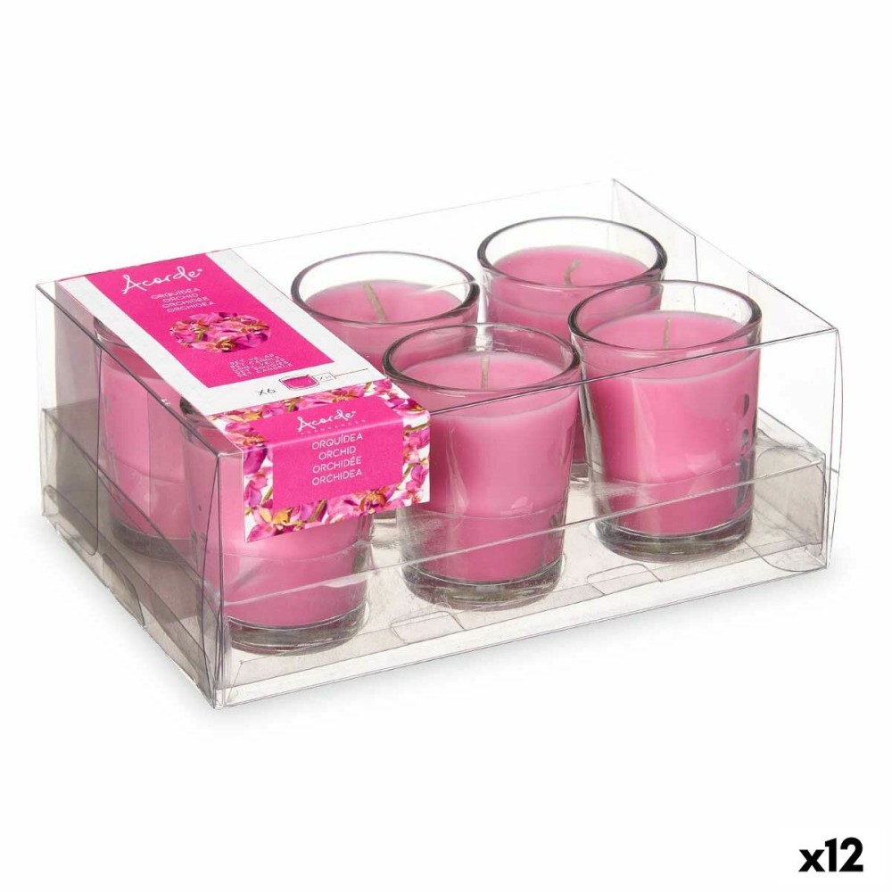Σετ Αρωματικά κεριά 16 x 6,5 x 11 cm (12 Μονάδες) Ποτήρι Ορχιδέα
