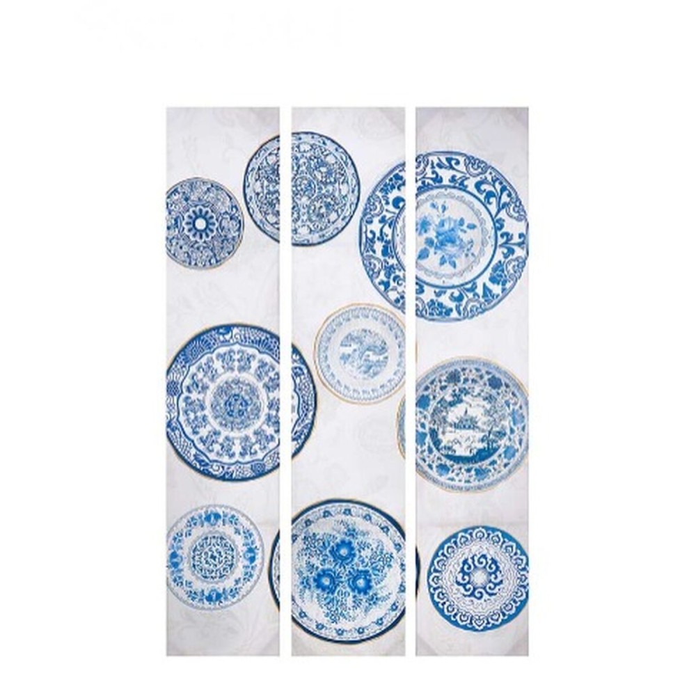 Παραβάν Μπλε Λευκό Καμβάς 122 x 2,5 x 180 cm Πιάτο