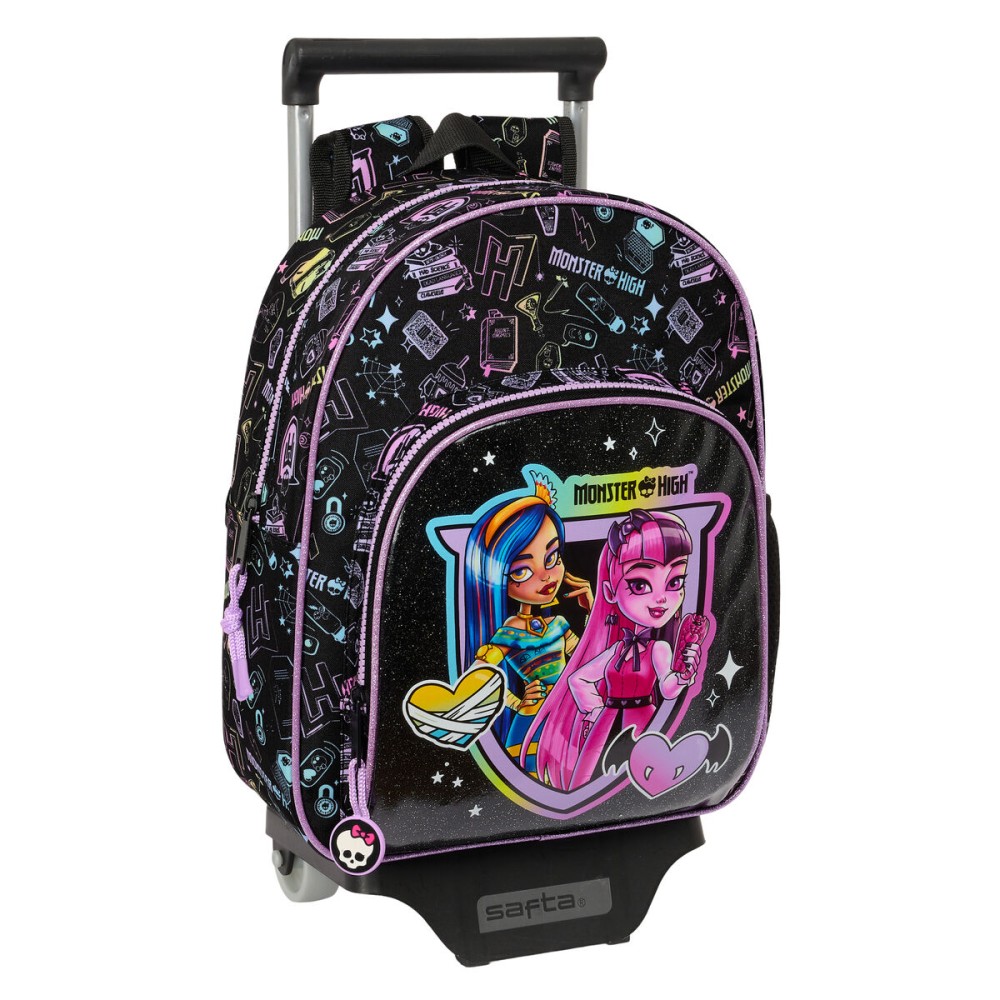 Σχολική Τσάντα με Ρόδες Monster High Μαύρο 28 x 34 x 10 cm