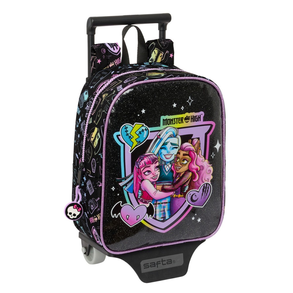 Σχολική Τσάντα με Ρόδες Monster High Μαύρο 22 x 27 x 10 cm