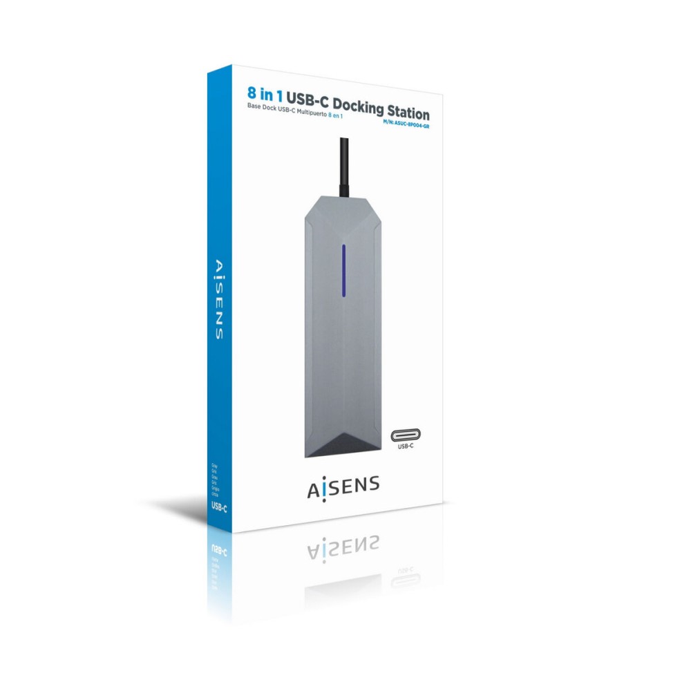 USB Hub Aisens ASUC-8P004-GR Γκρι 100 W 4K Ultra HD
