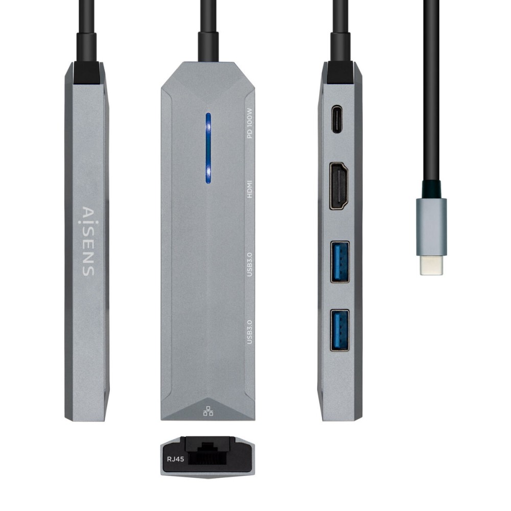 USB Hub Aisens ASUC-5P003-GR Γκρι 100 W