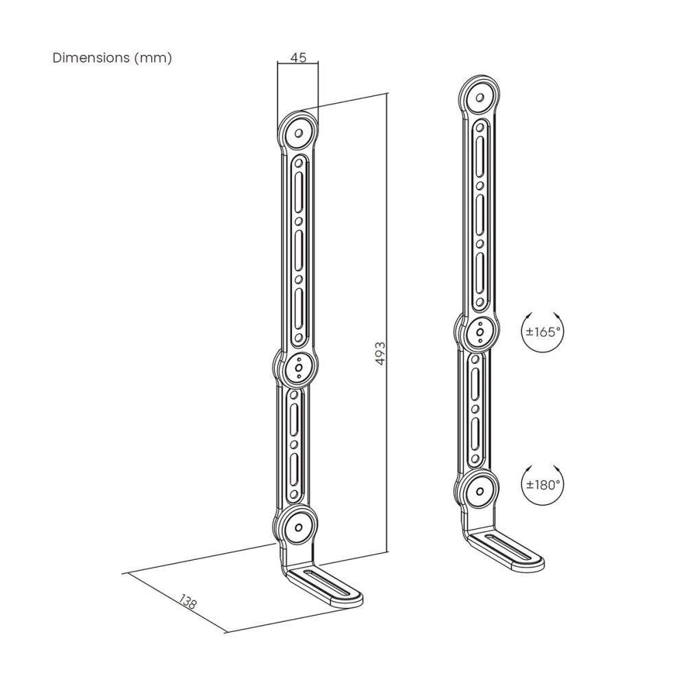 Ρυθμιζόμενη βάση Aisens SPK03U-375 Μαύρο