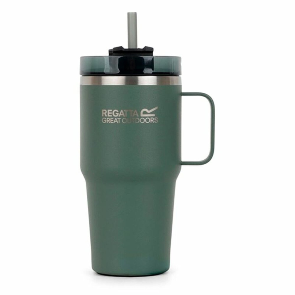Κούπα με Καλαμάκι με Regatta Thermo Insulated Mug 600 ml Πράσινο Ανοξείδωτο ατσάλι