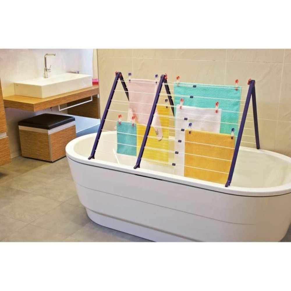 Απλώστρα Ρούχων Leifheit Bathtub Dryer Pegasus V 133 x 66,5 cm Μπλε Λευκό Μέταλλο