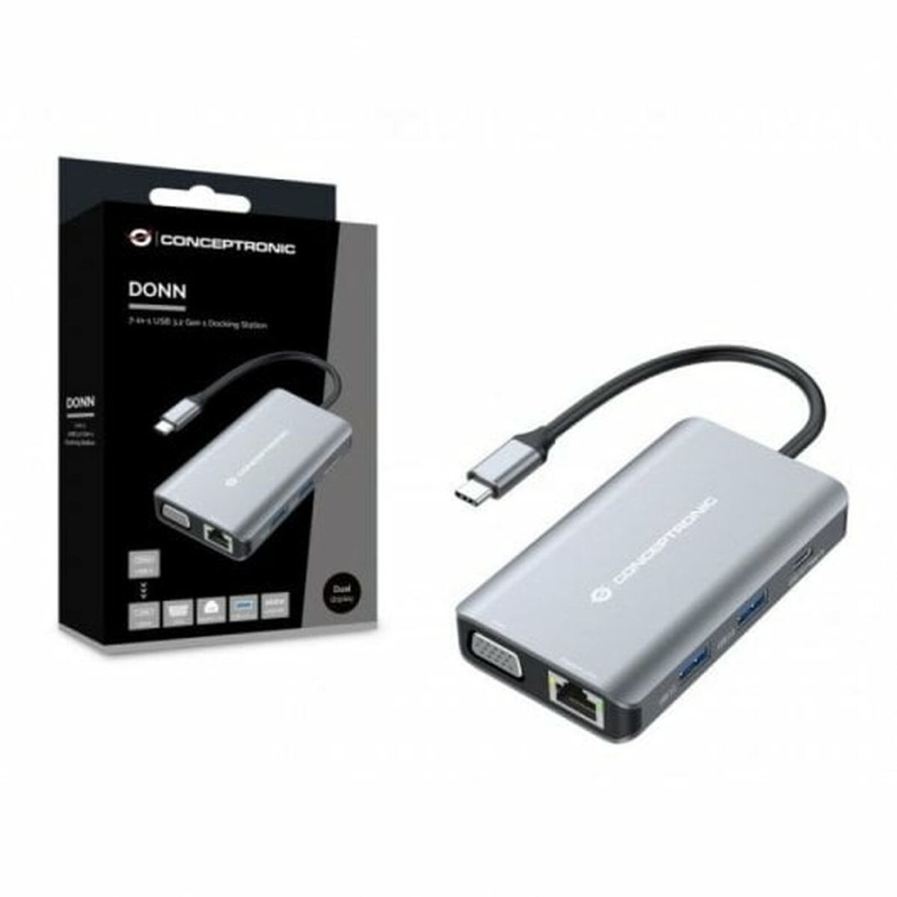 USB Hub Conceptronic DONN21G Μαύρο Γκρι 100 W (1 μονάδα)