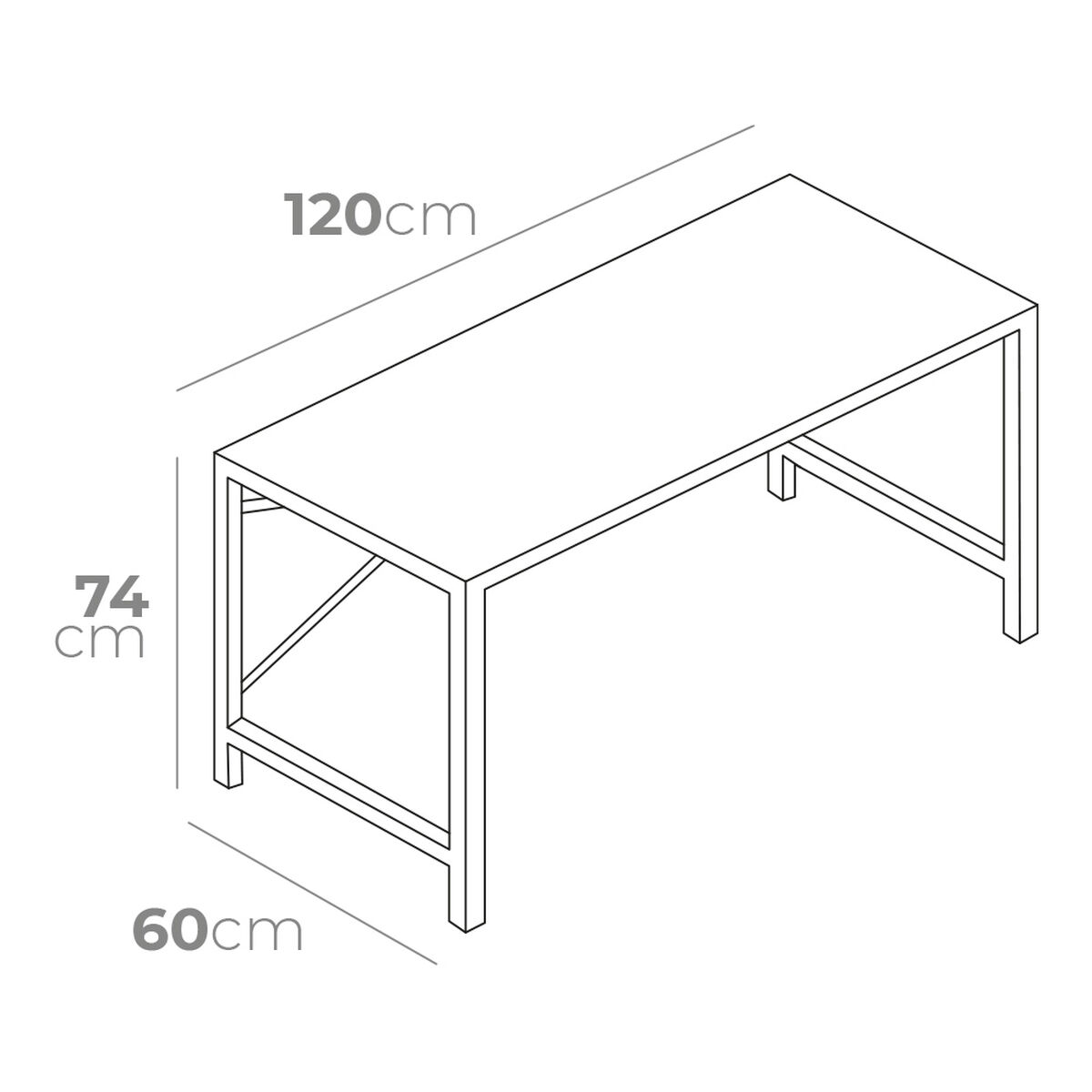 Γραφείο EDM 75195 Μαύρο Ξύλο Μέταλλο 120 x 60 x 74 cm