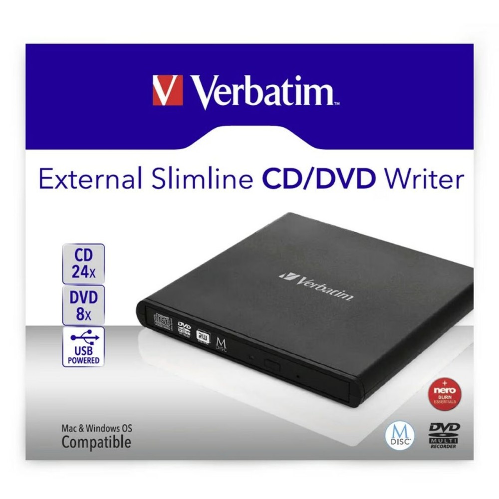 Εξωτερική Συσκευή Εγγραφής Verbatim Slimline CD/DVD Μαύρο