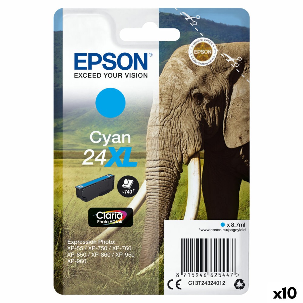 Αυθεντικό Φυσίγγιο μελάνης Epson CLARIA PHOTO HD INK EXPRESSION PHOTO XP-950 - 24XL Κυανό (x10)