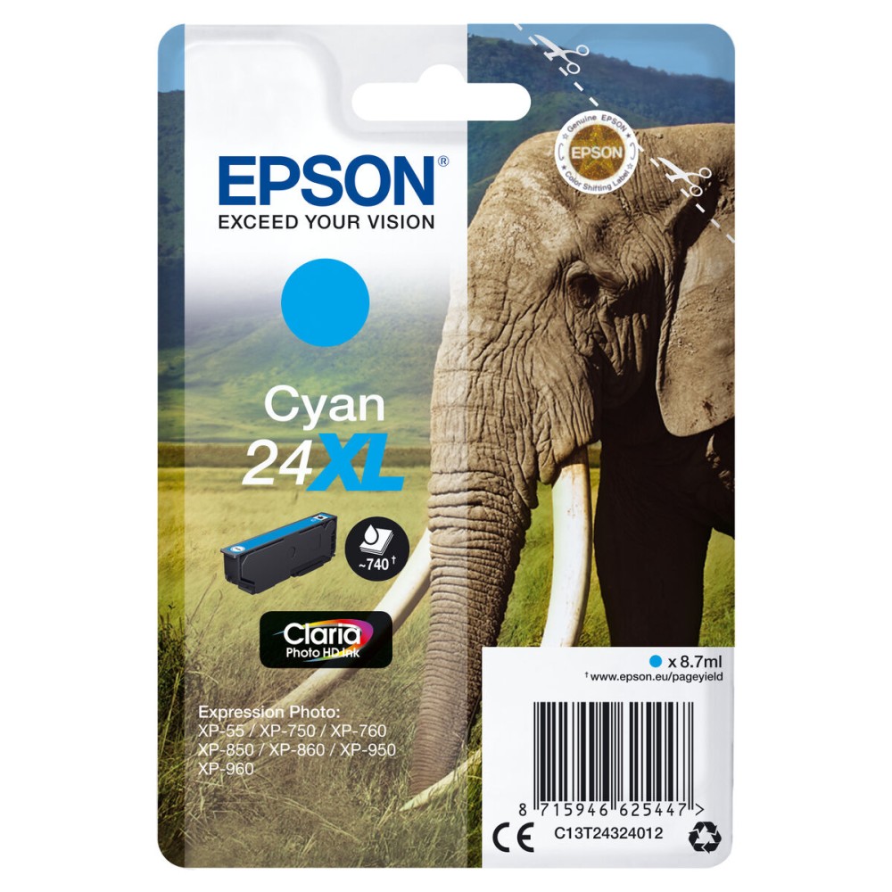 Αυθεντικό Φυσίγγιο μελάνης Epson CLARIA PHOTO HD INK EXPRESSION PHOTO XP-950 - 24XL Κυανό (x10)