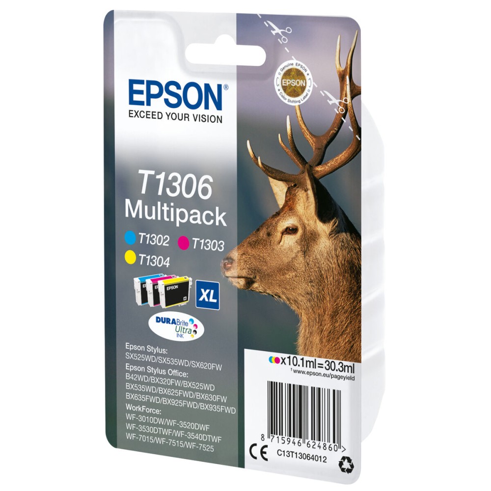 Αυθεντικό Φυσίγγιο μελάνης Epson SX525WD/620FW/ OFFICE B42WD/525WD/625FWD/925FWD Τρίχρωμο (4 Μονάδες)