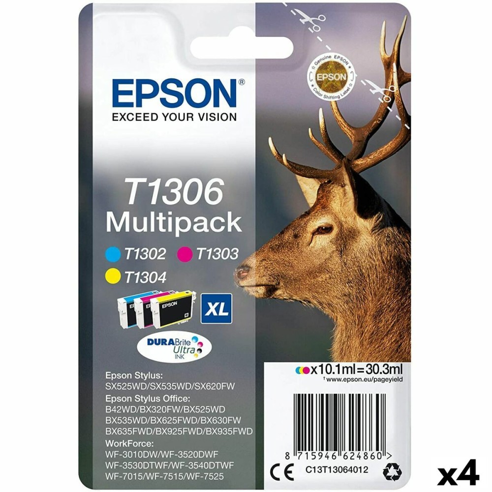Αυθεντικό Φυσίγγιο μελάνης Epson SX525WD/620FW/ OFFICE B42WD/525WD/625FWD/925FWD Τρίχρωμο (4 Μονάδες)