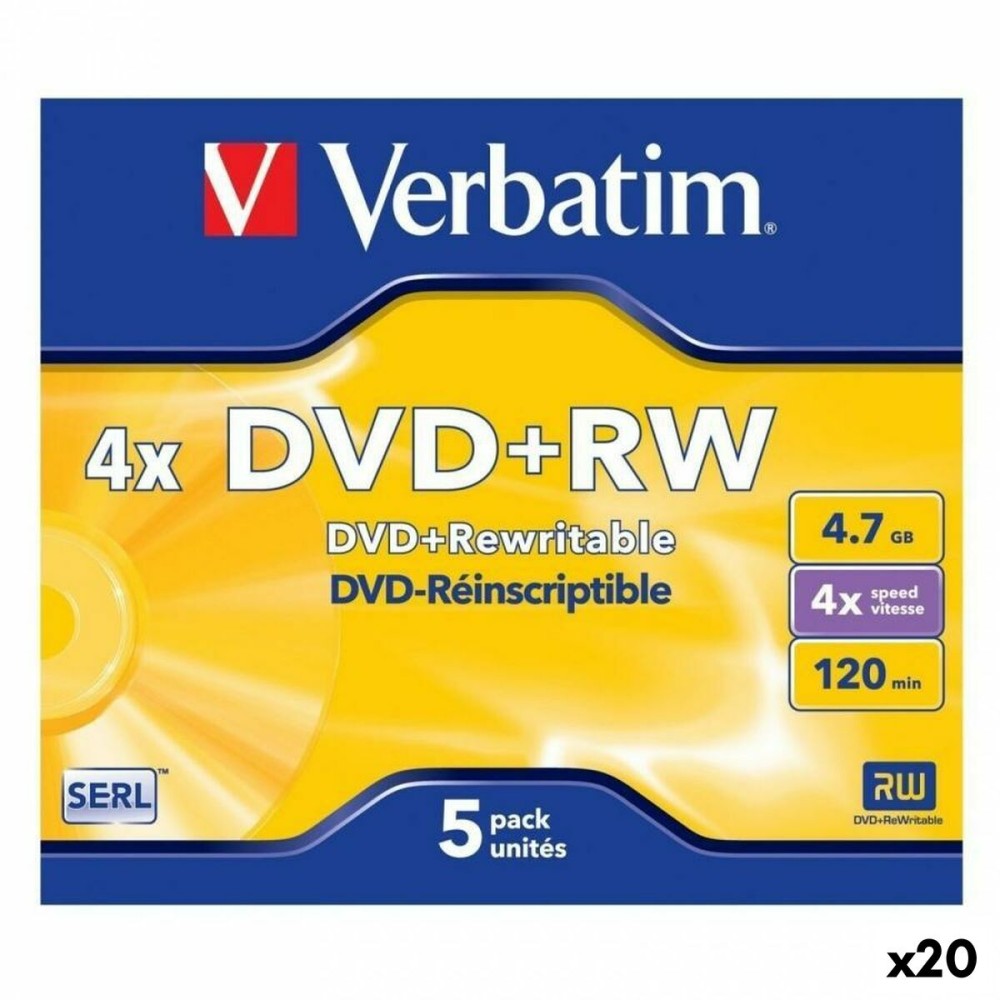 DVD+RW Verbatim 4,7 GB 4x 5 Τεμάχια (20 Μονάδες)