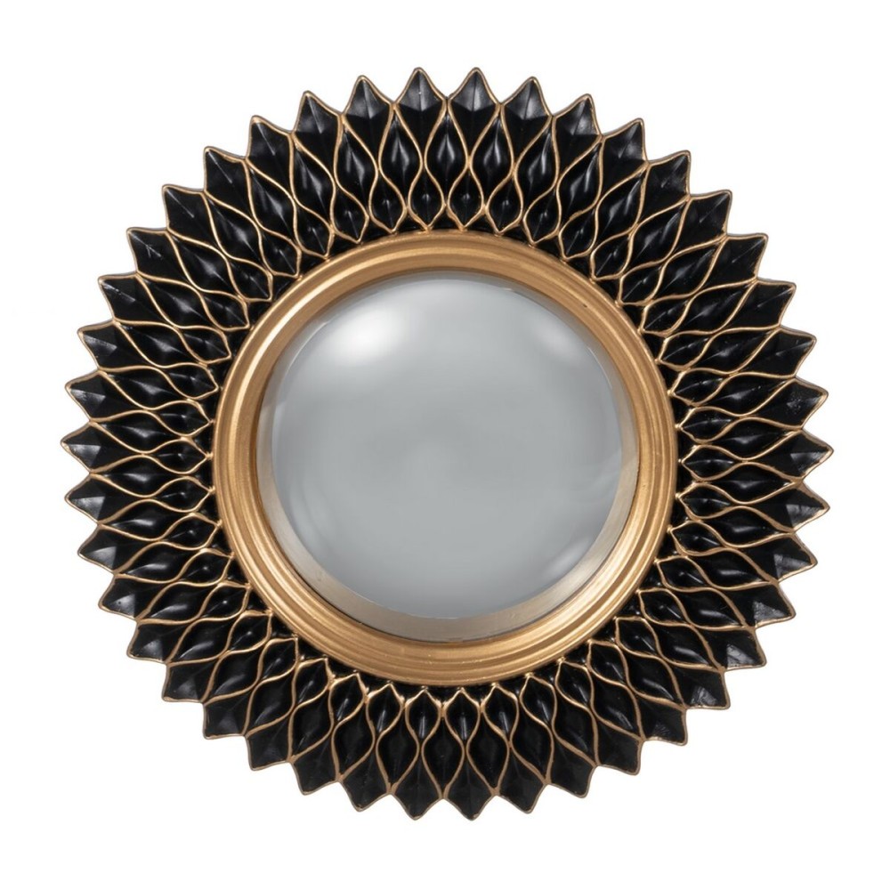 Τοίχο καθρέφτη Μαύρο Χρυσό Πολυρεσσίνη 27 x 2,3 x 27 cm