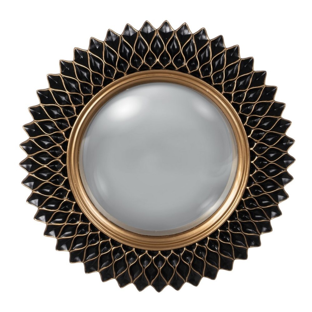 Τοίχο καθρέφτη Μαύρο Χρυσό Ρητίνη Πολυρεσσίνη 32 x 2,3 x 32 cm