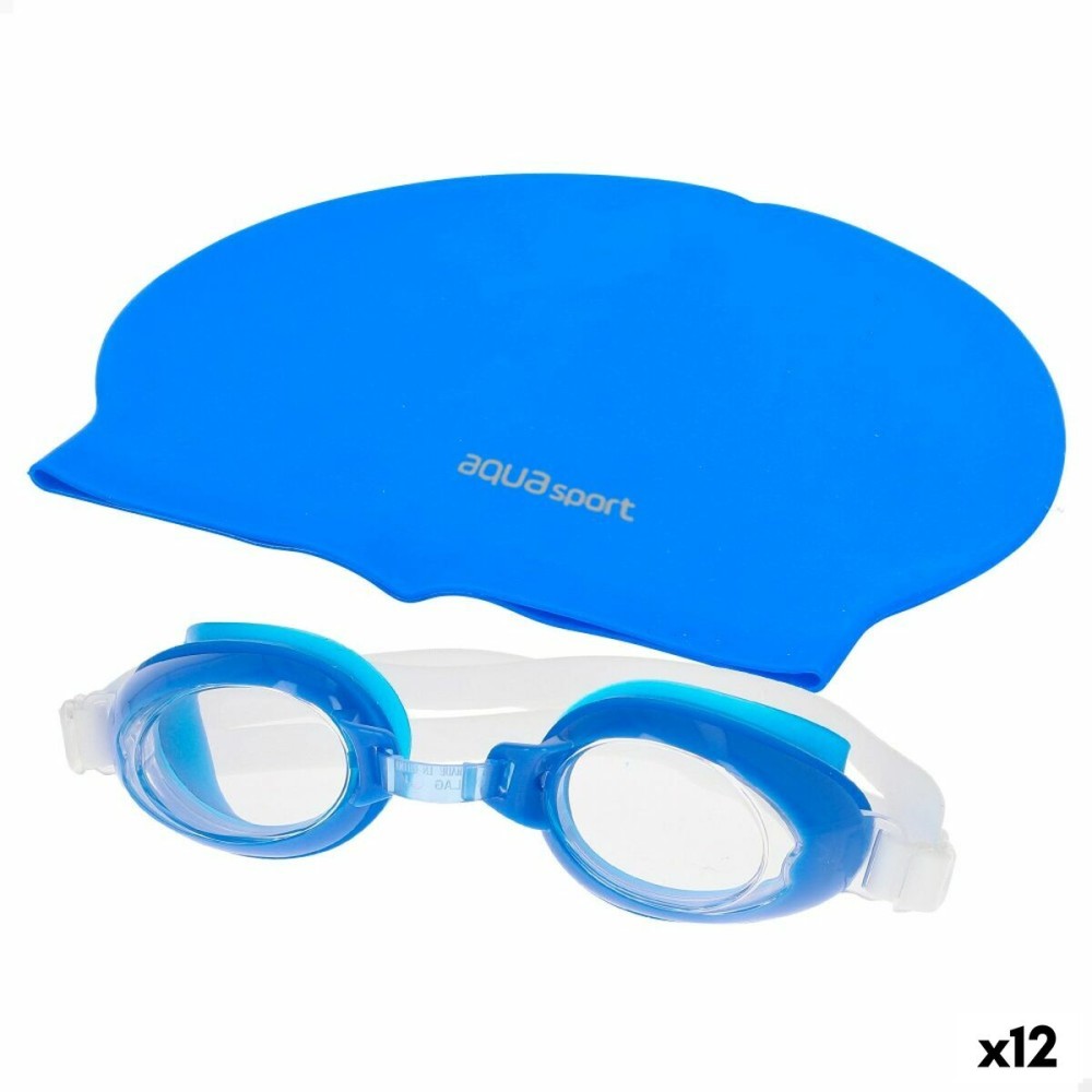 Καπέλο και γυαλιά κολύμβησης AquaSport Μπλε Παιδικά Πλαστική ύλη (12 Μονάδες)